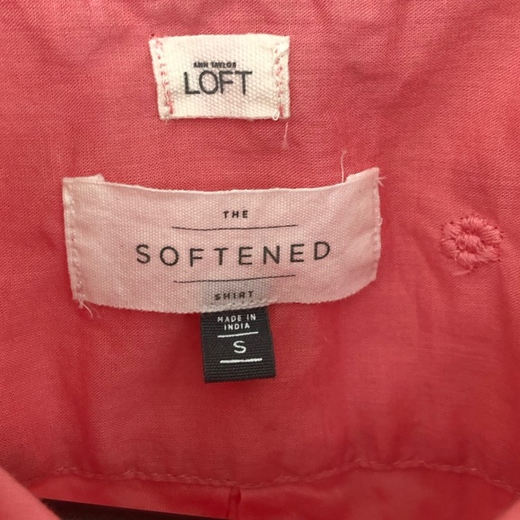 LOFT Softened Pink Detailed Button Down Blouse - Picture 6 of 6
